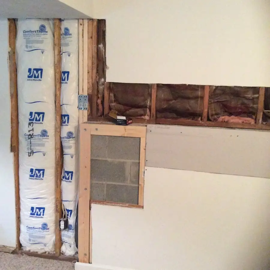 Wall insulation replacement during Basement Flood Cleanup in Camano